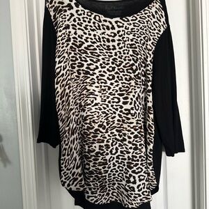 Chico's Black and Leopard Print Blouse